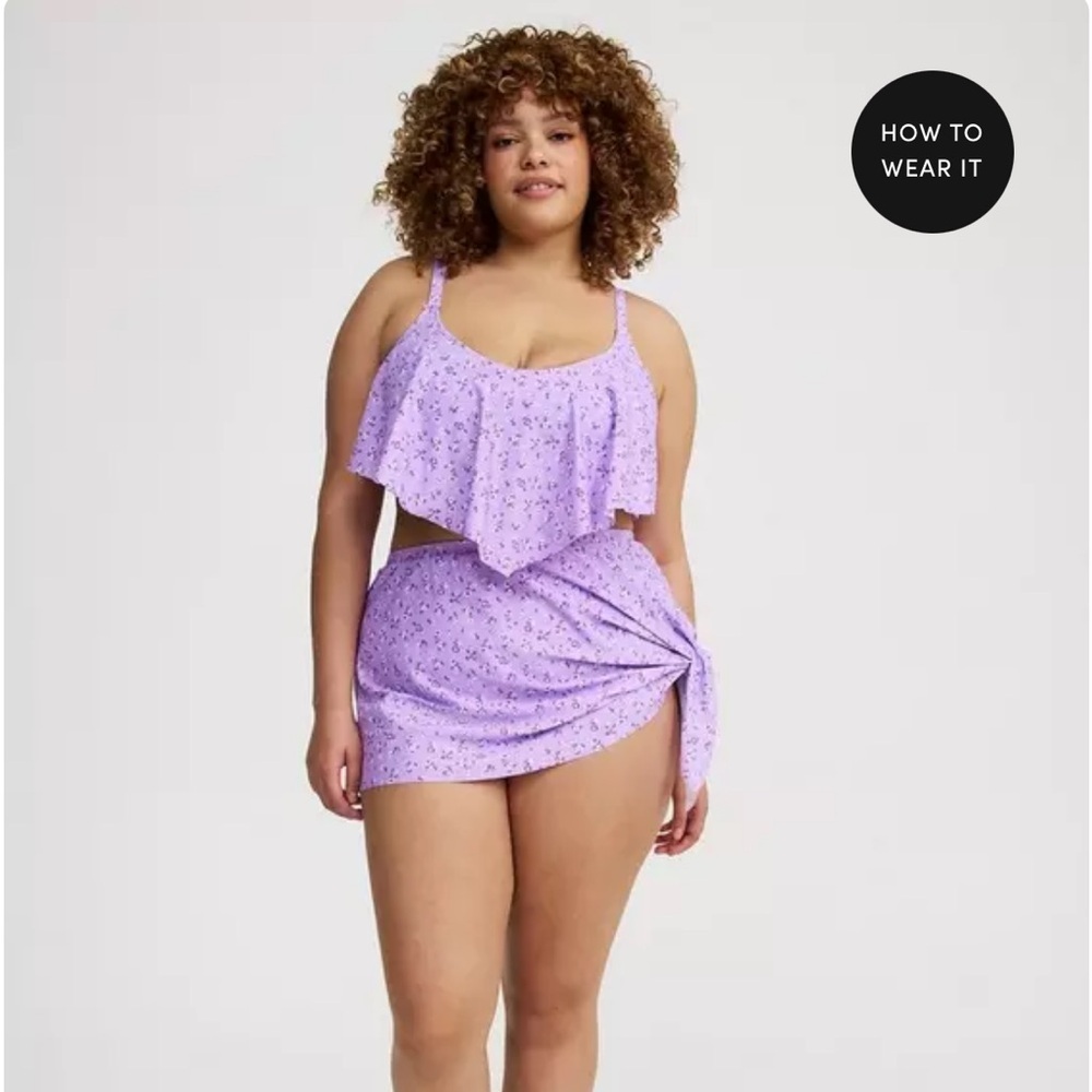 New! Set! Torrid sz 3 Alice Ditsy Whisteria Bathing Swim Suit Top Bottom 3X